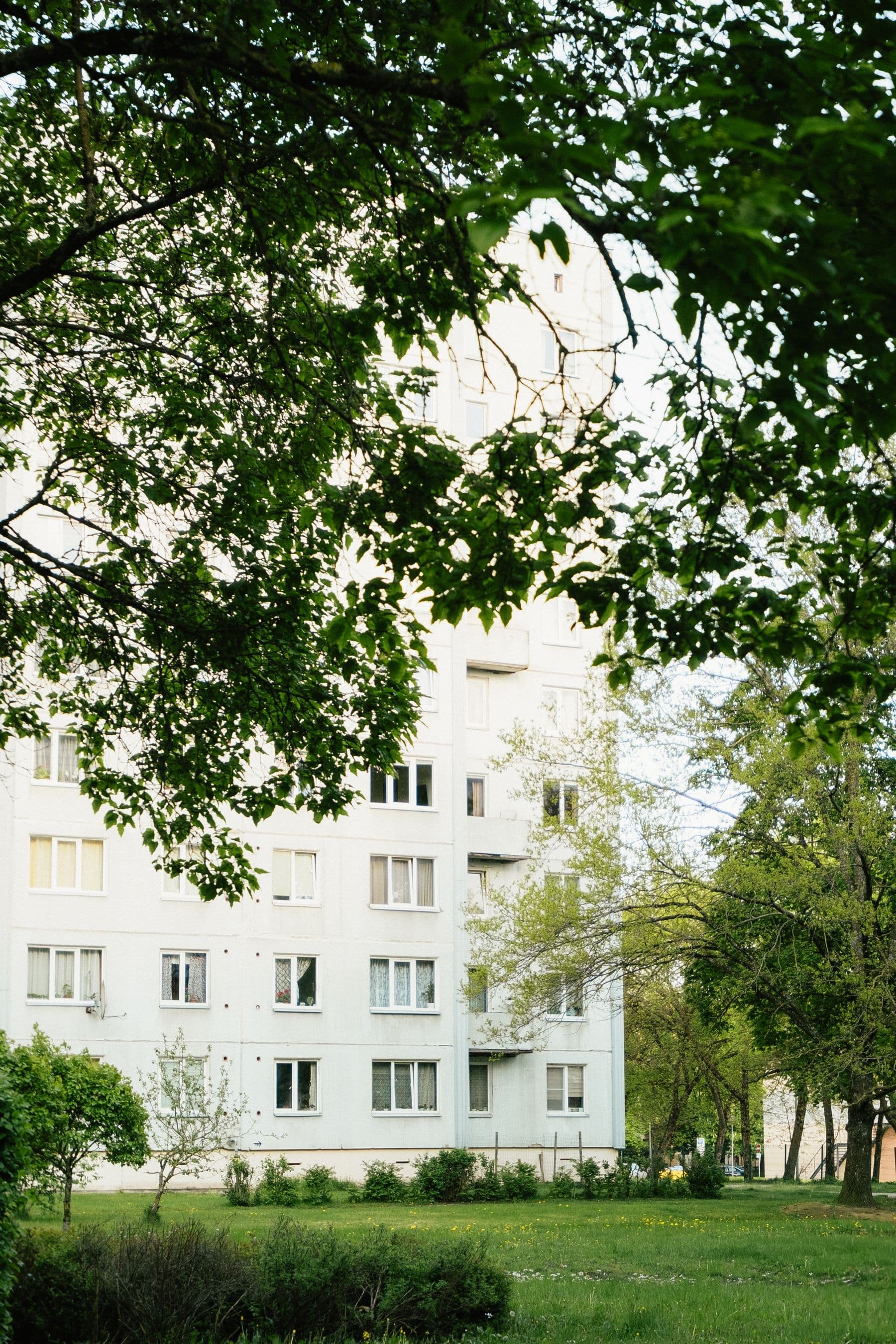Edifício residencial de médio padrão cercado por área verde